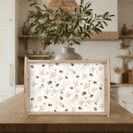 Bandeja Elegant Watercolor Woodland Winterberry Pattern