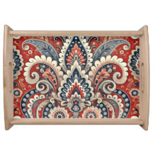 Elegante patrón floral de paisley rojo, blanco y a