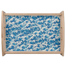 Bandeja Hokusai el patrón de la gran ola Nautical Blue wav