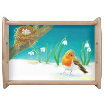 Ilustracion Red Robin Bird & Snowdrop