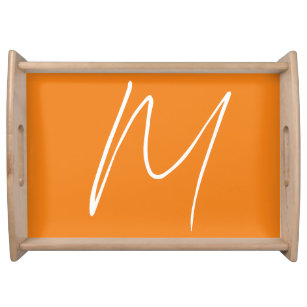Bandeja Letra inicial monograma estilo moderno Naranja bla
