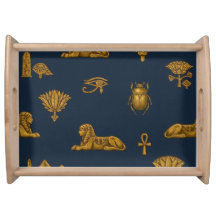 Minimalist Navy & Antique Gold Egyptian Pattern