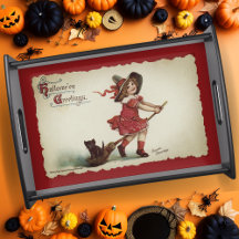 Niña vendimita de Halloween en la habitación