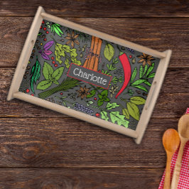 Bandeja Patrón de especias nombre personalizado gris