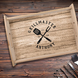 Bandeja Personalizado Retro GRILLMASTER Rústico Madera de 