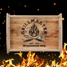 Personalizado Rústico GRILLMASTER que sirve bandej