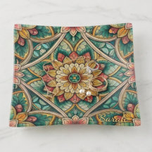 Bandeja Servidora de Mandala Floral Boho