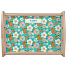 Smiling Blue Eggs Bacon Donuts Pastel