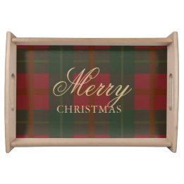Bandeja Tartan Rojo Verde Navidad Alegre Dorado