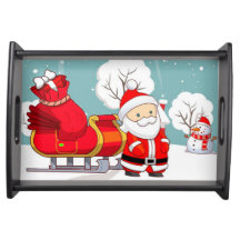 Trineo de Papá Noel, Papá Noel y muñeco de nieve