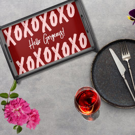 Bandeja XOXO Hola Hermoso Rojo Cereza Oscuro Rubor Rosa
