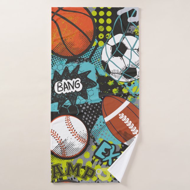 Bandejas deportivas de la fiesta de cumpleaños I (Toalla de baño)