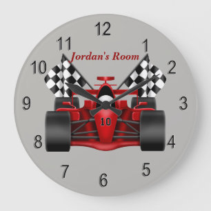 Bandera a cuadros del coche de carreras del reloj