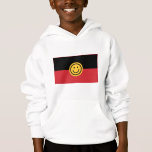 Bandera aborigen australiana con cara de sonrisa