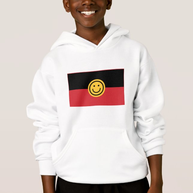 Bandera aborigen australiana con cara de sonrisa (Anverso)