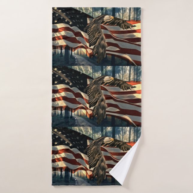 Bandera americana águila calva (Toalla de baño)