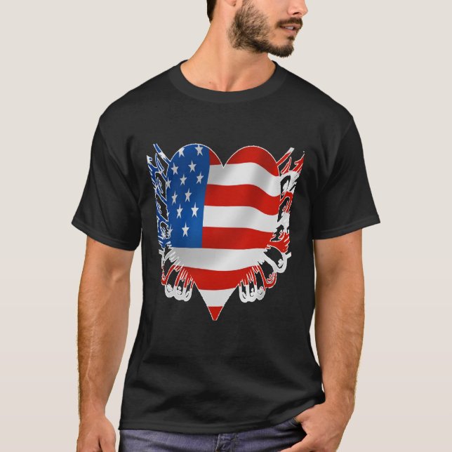 Bandera americana con camiseta impresa (Anverso)