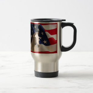 Bandera americana de la taza del viaje del caballo