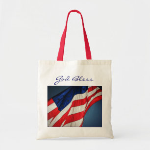 Bandera Americana Dios bendiga la bolsa de lona