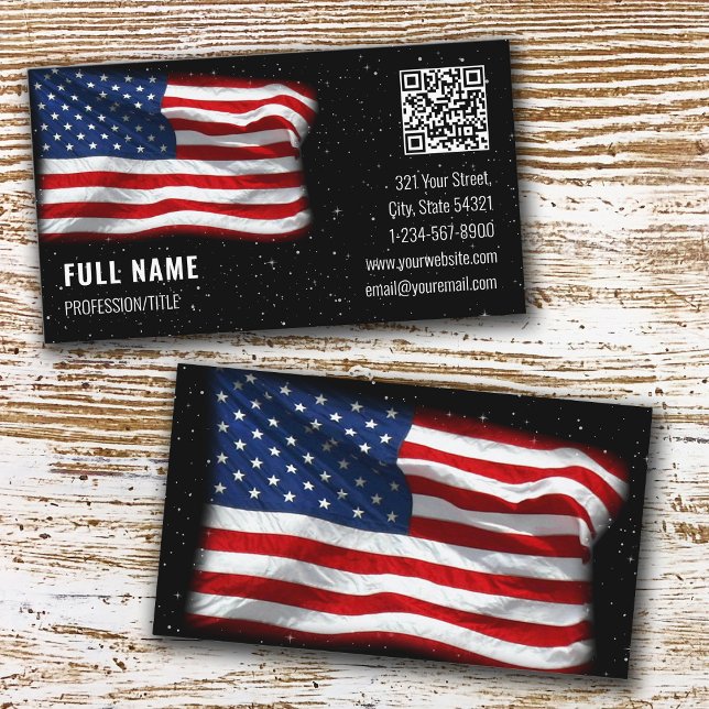 Bandera Americana EE.UU. Código QR Tarjeta de pres (Subido por el creador)