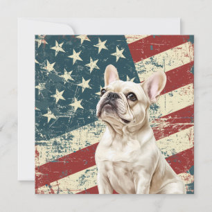 Bandera Americana Grunge Bulldog Francés Blanco