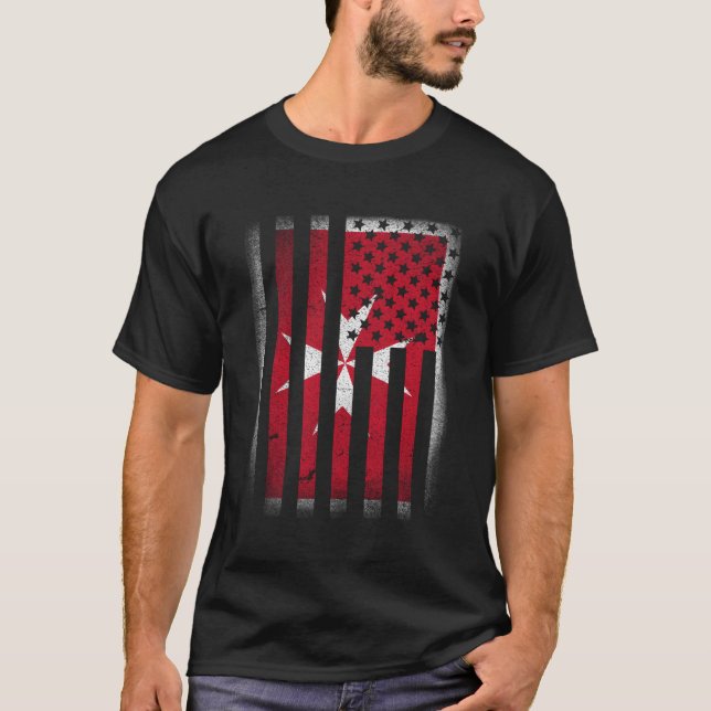 Bandera Americana Maltesa Camiseta Malta Cruz Usa  (Anverso)