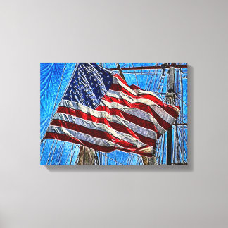 Bandera Americana ondeando en arte eólico