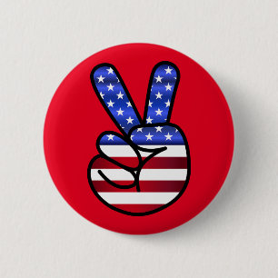 Bandera Americana Signo de Paz Botón Pin Patriótic