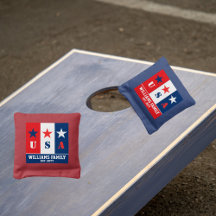 Bandera Americana Simple Divertida,Nombré de Famil