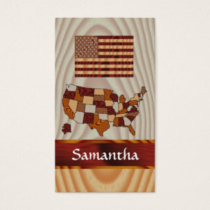 Bandera americana y mapa de madera
