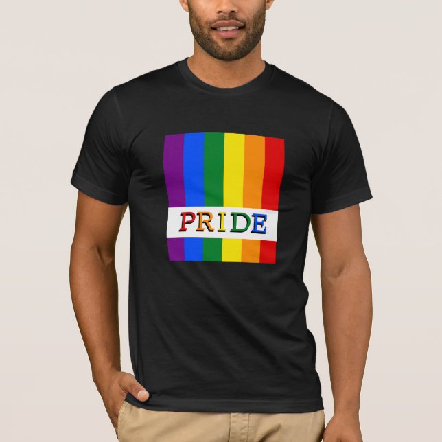 Bandera arco iris camiseta y LGBT, moda del orgull (Anverso)