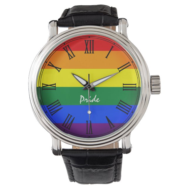 Bandera arco iris y reloj de orgullo (Anverso)