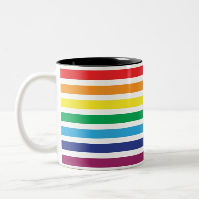 Bandera arcoiris a rayas, taza de café (Izquierda)