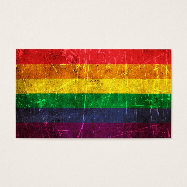 Bandera arcoiris del orgullo gay chamuscada y gast (Frente)