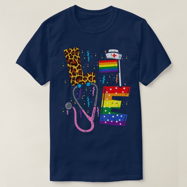 Bandera arcoiris Enfermera de amor RN Scrub Top LG (Diseño del anverso)