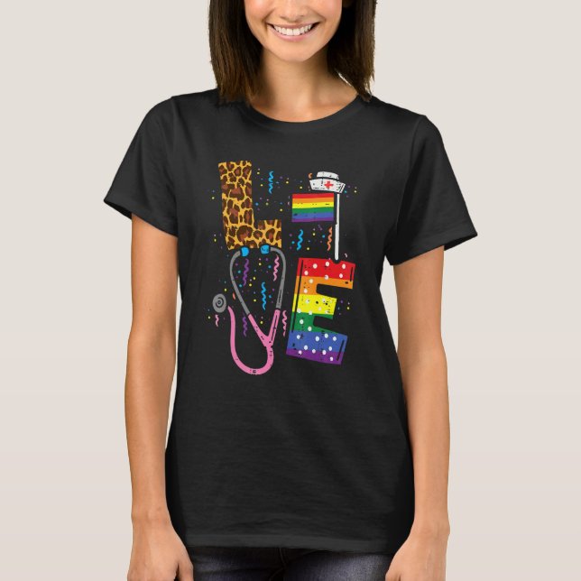 Bandera Arcoiris Enfermero De Amor Rn Scrub Top Lg (Anverso)