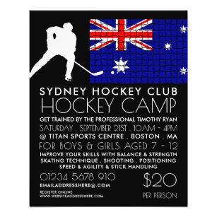 Bandera australiana, jugador de hockey, publicidad