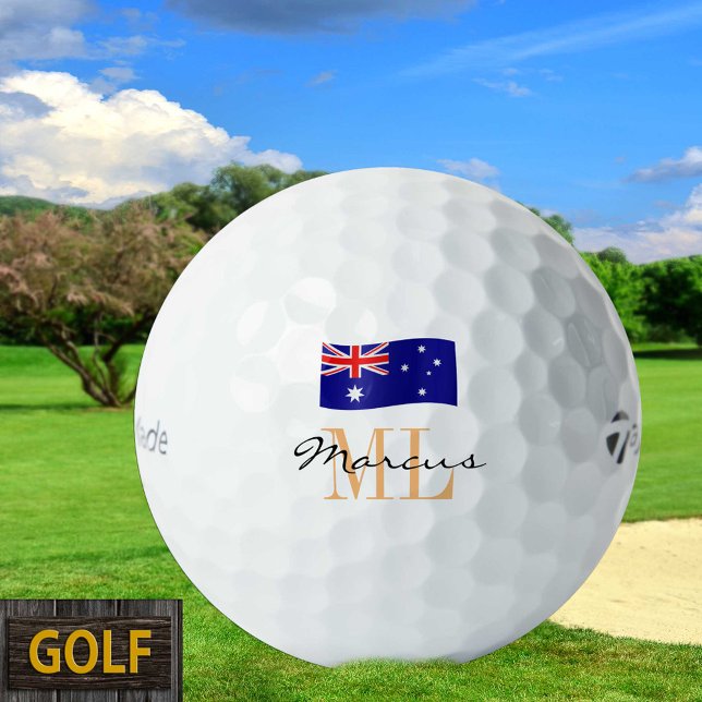 Bandera Australiana Monogramada y Bolas de Golf Au (Subido por el creador)