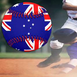 Bandera australiana y bolas de béisbol y deportes 