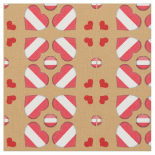 Bandera austriaca y tela de la moda del corazón e