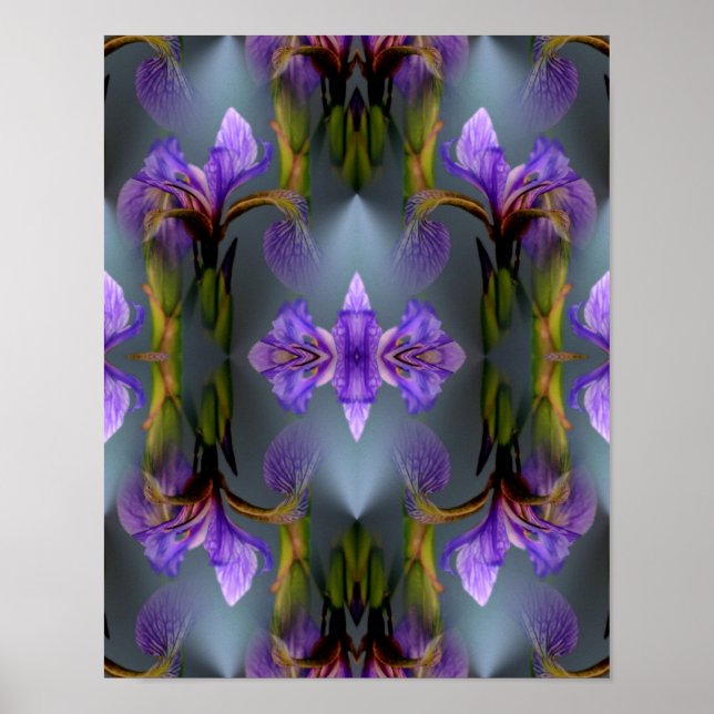Bandera Azul Flor Iris Abstrato Arte Natural (Frente)