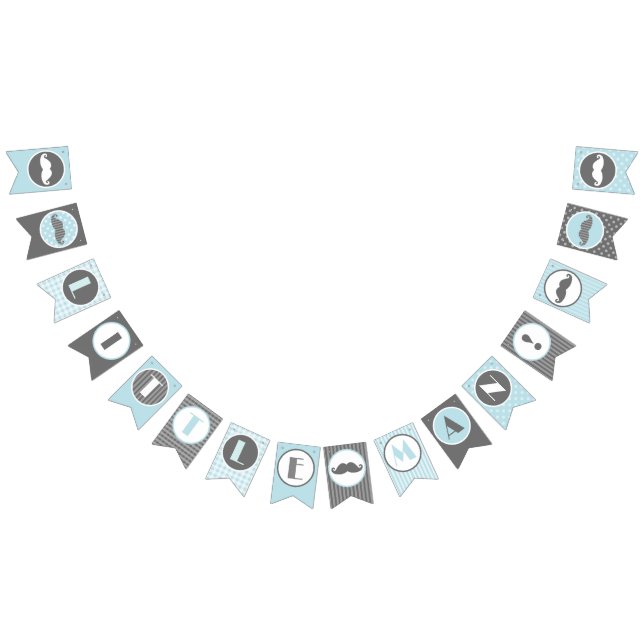 Bandera azul y gris del pequeño hombre del bigote (Todo)