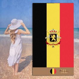 Bandera belga y toalla de playa monogramada/belga