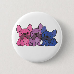 Bandera Bi Bulldog francés Orgullo botón Perros Lg