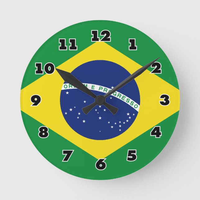 Bandera brasileña reloj de pared redonda personali (Anverso)