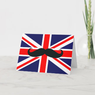 Bandera británica con tarjeta de Navidades bigote