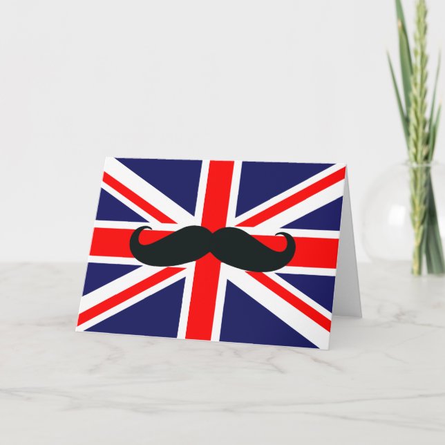 Bandera británica con tarjeta de Navidades bigote (Anverso)