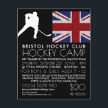 Bandera británica, jugador de hockey, publicidad d<br><div class="desc">Bandera Británica,  Jugador De Hockey,  Volantes De Publicidad De Campamento Por La Tienda De Tarjetas De Negocios.</div>