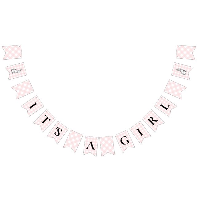Bandera Bunting Baby Shower de Bunting Pink Gingha (Todo)