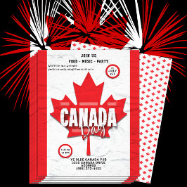 Bandera Canadá Día de julio Invitación a la hoja d